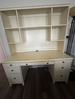 White Ethan Allen Desk + Hutch