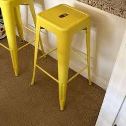 2 Yellow Bar Stools 