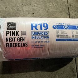 Owens Corning R-19 Unfaced Fiberglass Insulation Batt - 23” x 93” - New - W61B - 1 Bag, ~119 sq ft