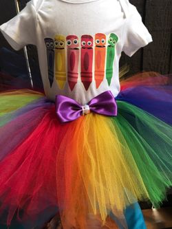 Rainbow color crews tutu set