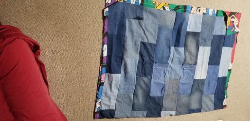 Upcycled Twin size denim patchwork quilt