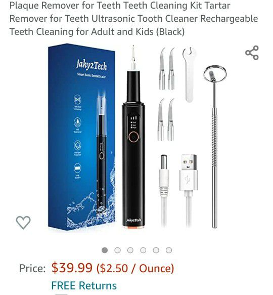 Brand New!! Plaque Remover for Teeth Teeth Cleaning Kit Tartar Remover for Teeth Ultrasonic Tooth Cleaner Rechargeable Teeth Cleaning for Adult and Ki