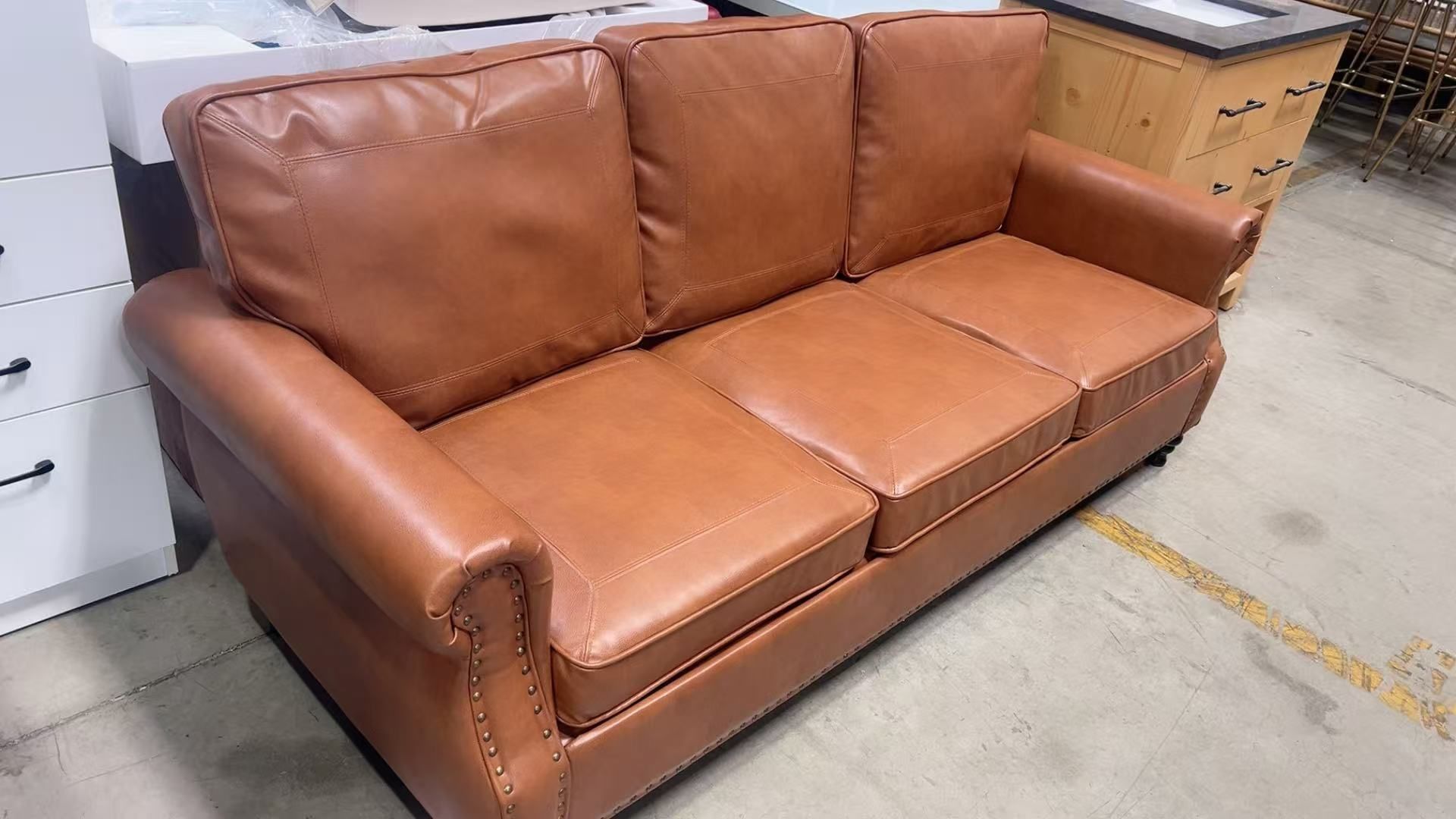 73” Faux Leather Brown Sofa Couches :$220