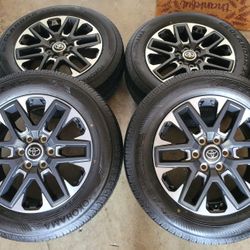 20 inch rims Stock rims and tires TOYOTA TUNDRA all matching  YOKOHAMA  GEOLANDAR X-CV 265/60/20 BRAND NEW RIMS AND TIRES from a 23 Tundra rines
