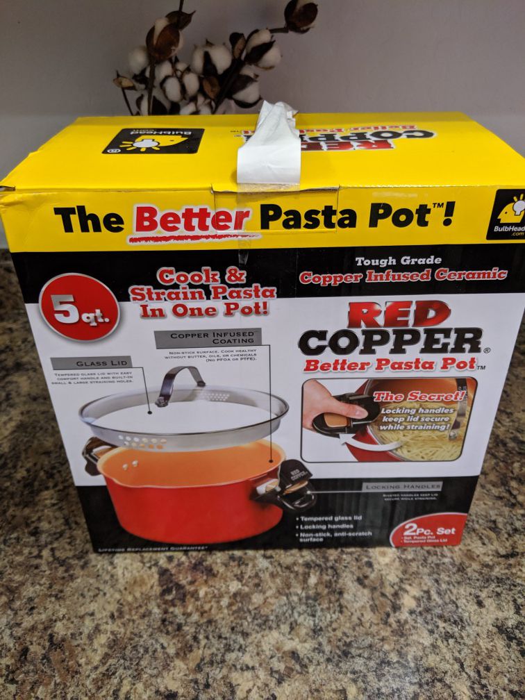 New red copper pasta pot