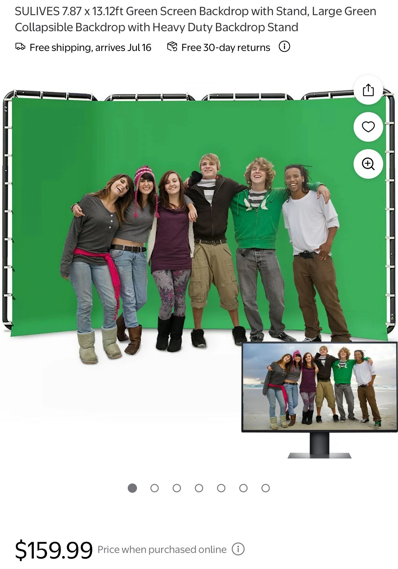 SULIVES 7.87 x 13.12ft Green Screen Backdrop