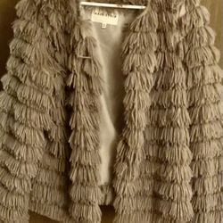 KITCHY FRINGE SATIN LINED JACKET WORN ONCE  SIZE M