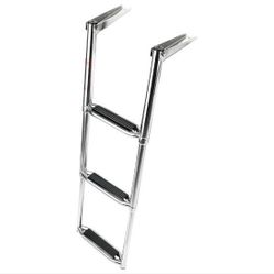 3 Steps Platform Telescoping Boat Ladder, Stainless Steel