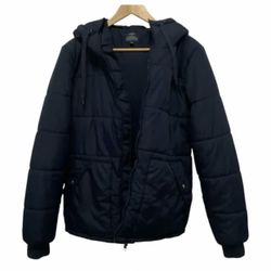 J. Crew Navy Blue Hooded Puffer Jacket  - Women’s Large 