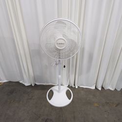 Lasko White Oscillating Pedestal Fan with Adjustable Height