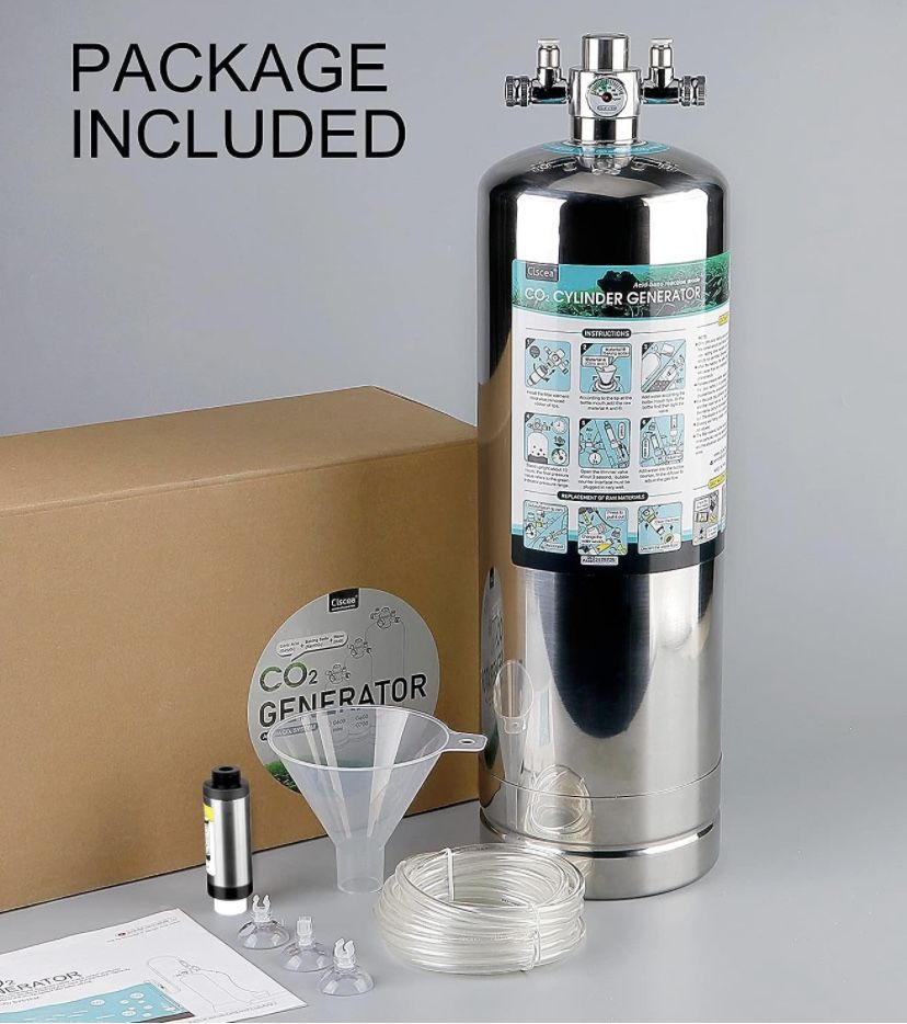 Clscea 5.5L CO2 Cylinder Generator CO2 System Kit for Aquarium & Hydroponic Dual Needle Valve(G900)