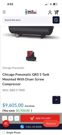 Chicago Pneumatic QRS 5 Tank Mounted With Dryer Screw Compressor