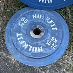 Two HULKFIT 55 lb 24.95 kg Blue Bumper Weight Plate for Weight Lifting Training