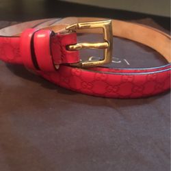 Authentic Red Leather Gucci Belt