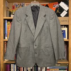 MARC JEFFRIES-men’s gray ‘100% PURE WOOL’ long sleeve blazer suit jacket