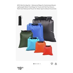 Brand new 6PCS Wet Dry Bag Set – Waterproof Bags for Swimming & Beach, Lightweight Water Proof Bags for Travel with Roll‑Top Closure, Multi‑Size Water