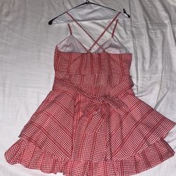 Red And White Crisscross Straps Romper