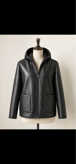 Nikki Jones Black Faux Leather Hooded Jacket