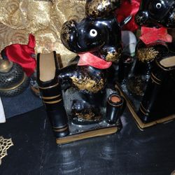 Antique Poodle Book Stops