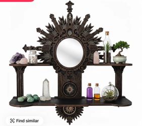 Gothic Shelf for Wall, Trinket Shelf, Gothic Mirror Decor, Vintage Shelf，Decorative, Fitting, Oval, Wooden