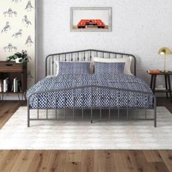Novogratz Bushwick Metal Bed, King, Gunmetal Gray