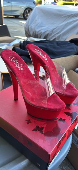 Pleaser 6” Spike Heels Red/Clr