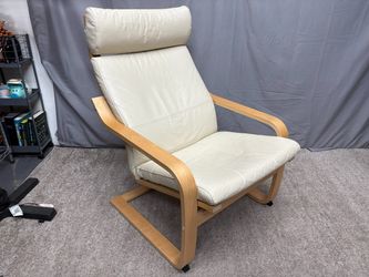 IKEA Poang Blonde Frame White Cushion Lounge Chair