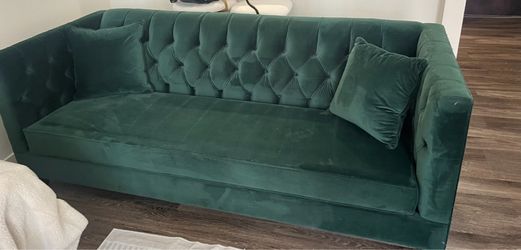 Custom Emerald Green Velvet Sofa – 88” – Made by Sofa Creations (SF)