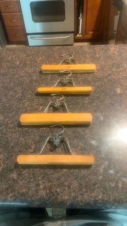 Vintage wooden pants hangers set of 4