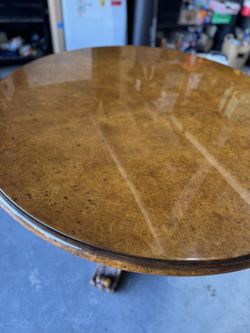 Vintage Chippendale 48” Burl Walnut Round Dining Set – Table + 4 Chairs – San Diego