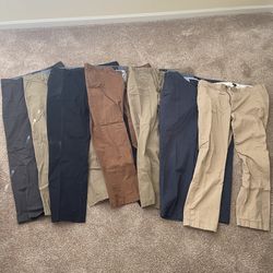 Lot of 6 Banana Republic and 1 J. Crew Men’s Cotton Chinos, Size 38x32