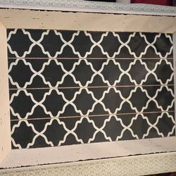 Large Farmhouse Distressed Serving Tray With Rope Handles