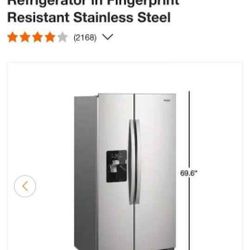Whirlpool Stainless Steel Side-by-Side Refrigerator – Excellent Condition