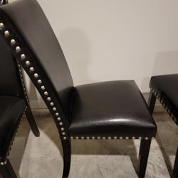 4 Black Leather Diningroom Chairs 
