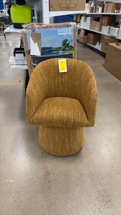 Gold Chenille Barrel Accent Chair