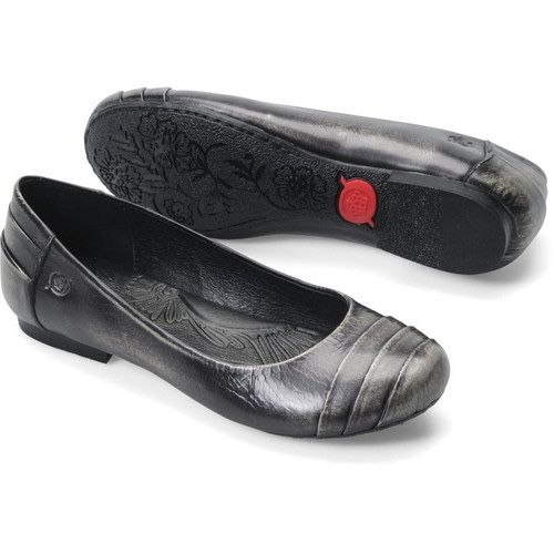 New Born Florence Flats Black Burnished Ladies shoes