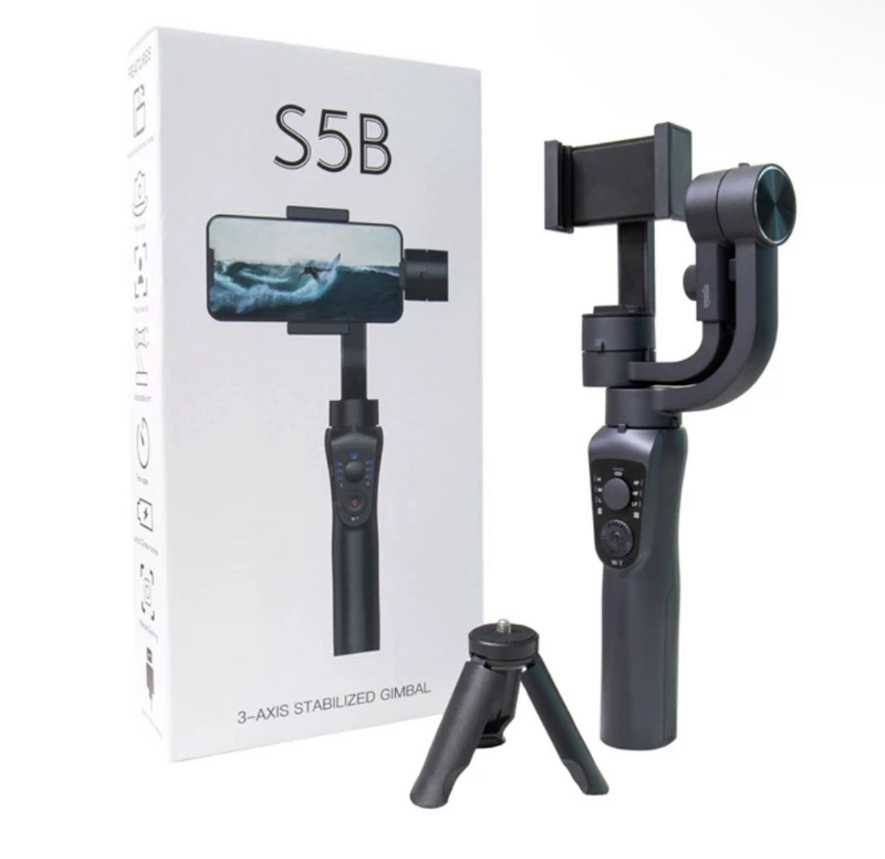 S5B 3 Axis Foldable Selfie Video Gimbal Handheld Stabilizer Gimbal for iPhone Smartphone Action Camera