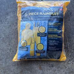 3 Piece Rainsuit Size Large Chest 42”-44” Waist 36”-38”