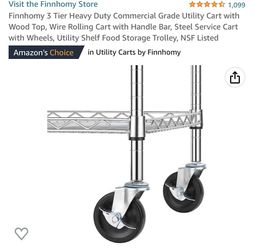 Finnhomy 3 Tier Heavy Duty Commercial Grade Utility Cart, Wire Rolling