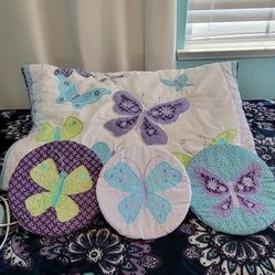 Butterfly Nursery Decor, Pillow Sham &Lamp,