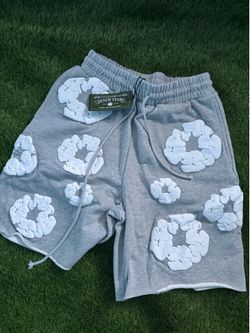Grey Sweat Shorts with White Wreath Logo Brand New