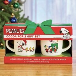 Peanuts Cocoa For 2 Gift Set Collector's Mugs with Milk Chocolate