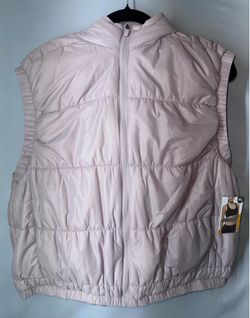 Avia Women’s Quilted Hooded Puffer Vest XL 16-18 Mauve Dream Pink NWT Full Zip
