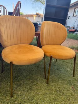 Set of 2 Mustard Velvet Dining Chairs