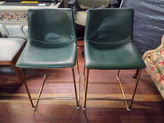 Petra Counter Height Bar Stools with Gold Frame (Set of 2) Green Barstools