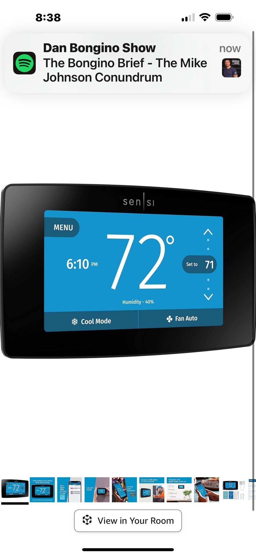Emerson Sensi Touch Wi-Fi Smart Thermostat with Touchscreen