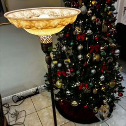 1920’s Art Nouvean Torch Brass & Marble Floor Lamp