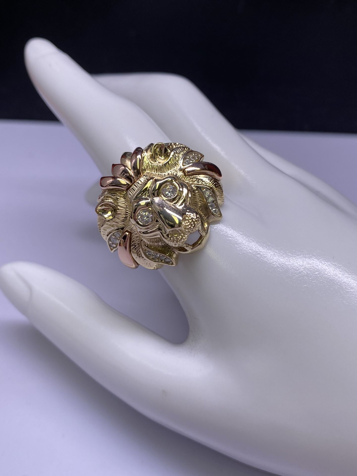 14k Lion CZ Ring