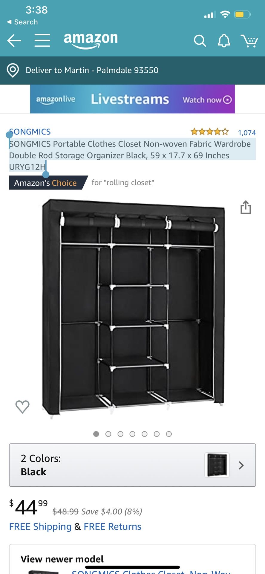 SONGMICS Portable Clothes Closet