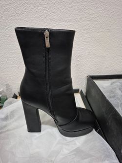 Black Platform Block Heel Ankle Boots